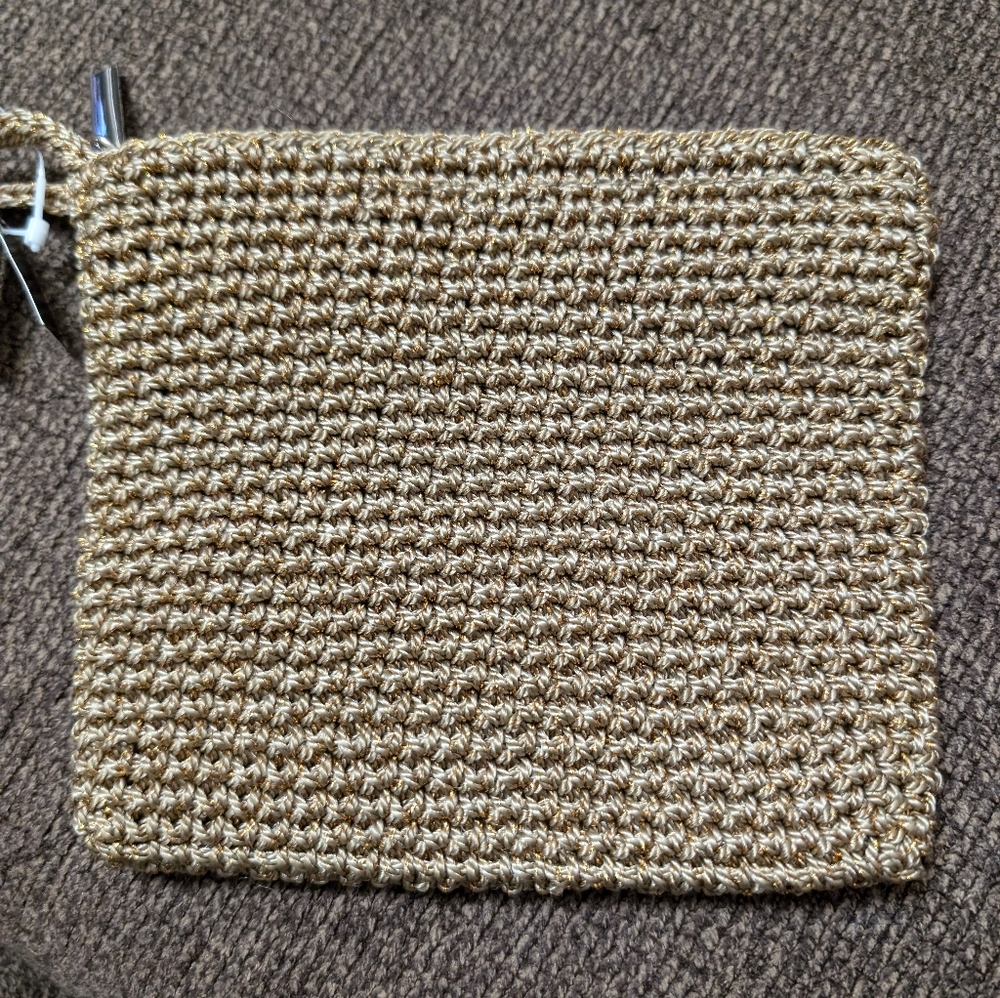 NWT. NY & CO. Sparkle crochet makeup bag